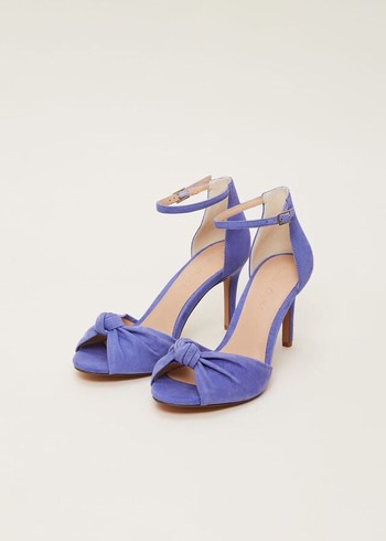 Phase Eight Blue Suede Open Toe Heels Blue Australia | YI2917465